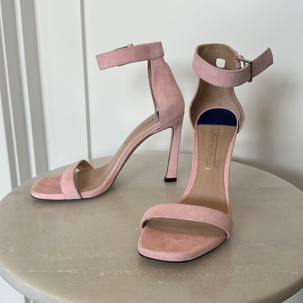FINAL SALE! Pink Stuart Weitzman Square Nudist 100mm heels
